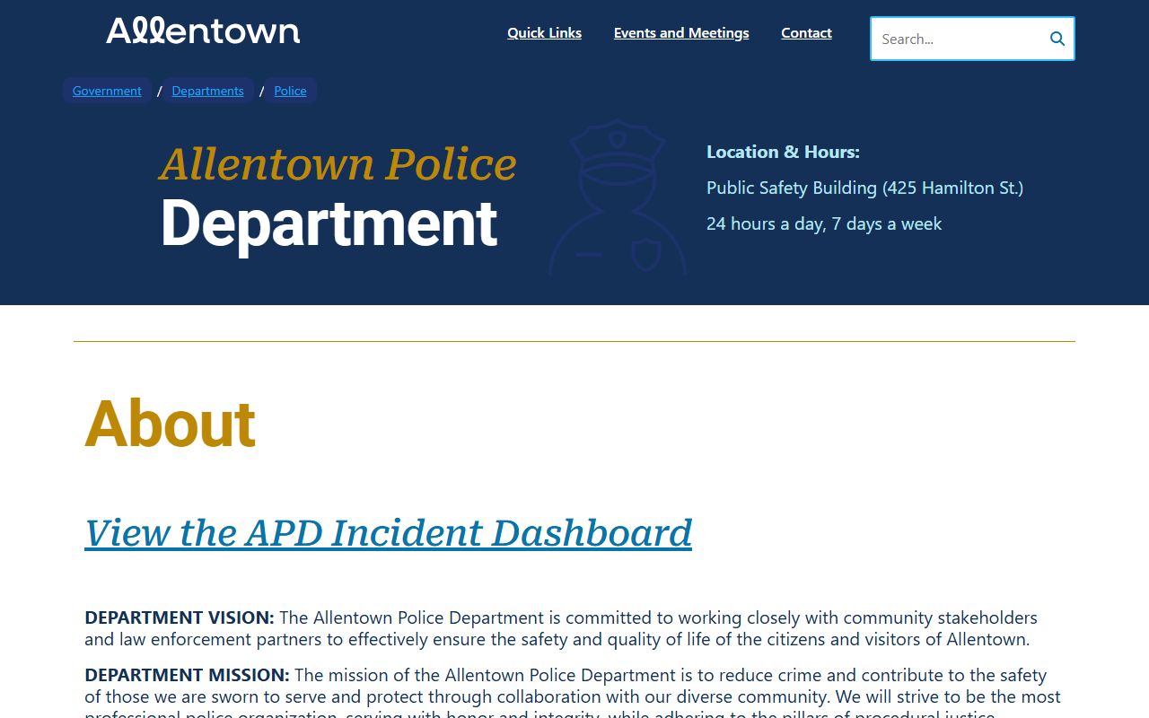 Allentown criminal history police department