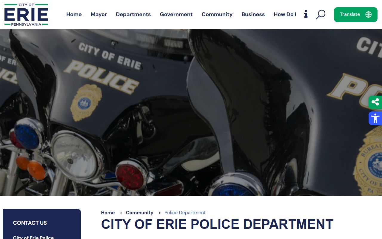 Erie criminal history police department records