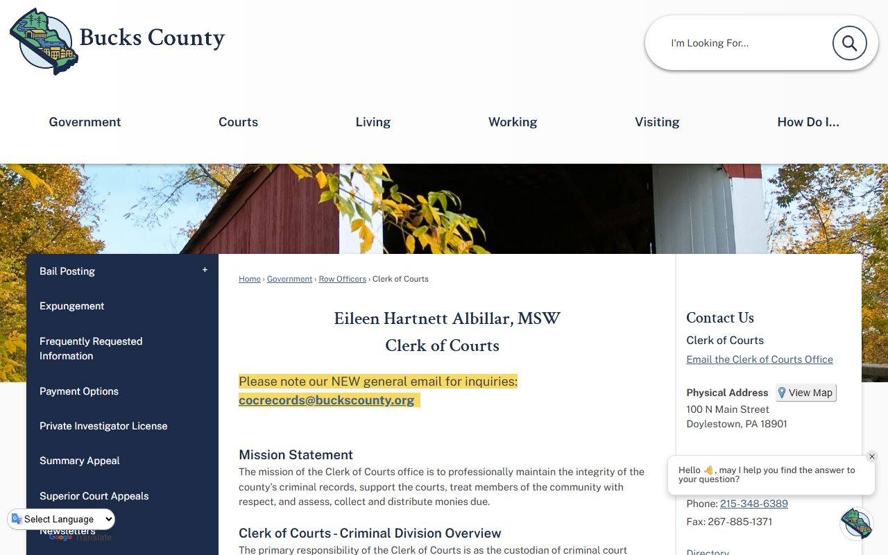 Bensalem criminal history Bucks County clerk of courts