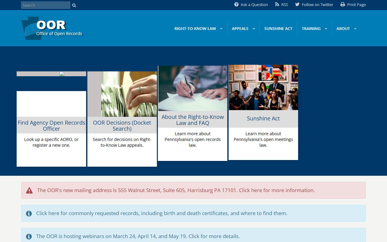 Pennsylvania criminal history records and the PA Office of Open Records website