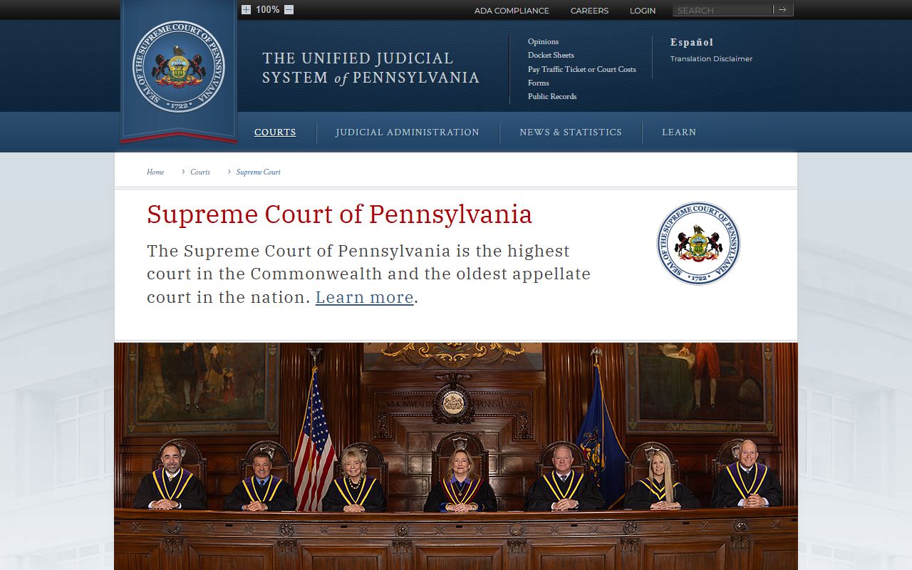 Pennsylvania criminal history records and the Pennsylvania Supreme Court appellate court page